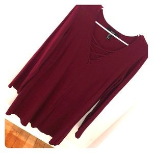 Maroon long-sleeve sweater shirt/dress w/leggings